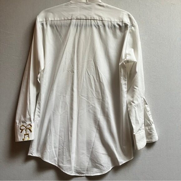 Vintage Chaplin women's embroidered musical notes piano violin white shirt Sz S - Picture 2 of 9